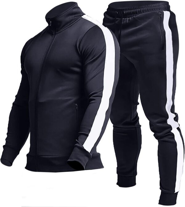 Men's Casual Active Tracksuits Full Zip Sports Jogging Suits Sets Athletic Running 2 Piece Sweatsuits with Zip Pockets